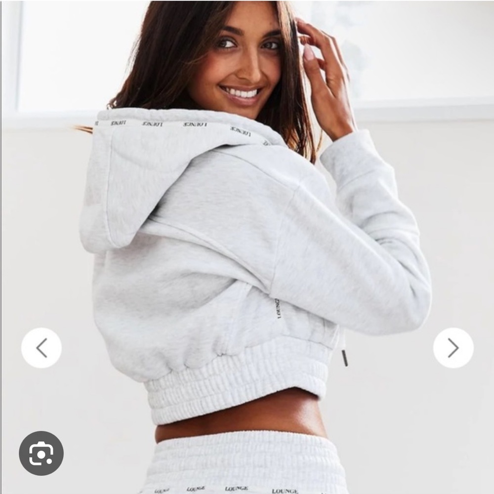 Lounge underwear scrunchie hoodie ash white crop top jacket